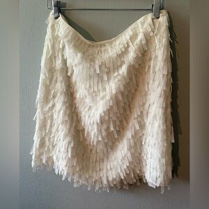 Ann Taylor White Fringe Mini Skirt